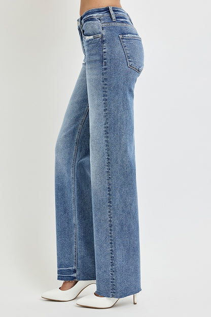 Avery High Rise Straight Leg Jeans with Pockets