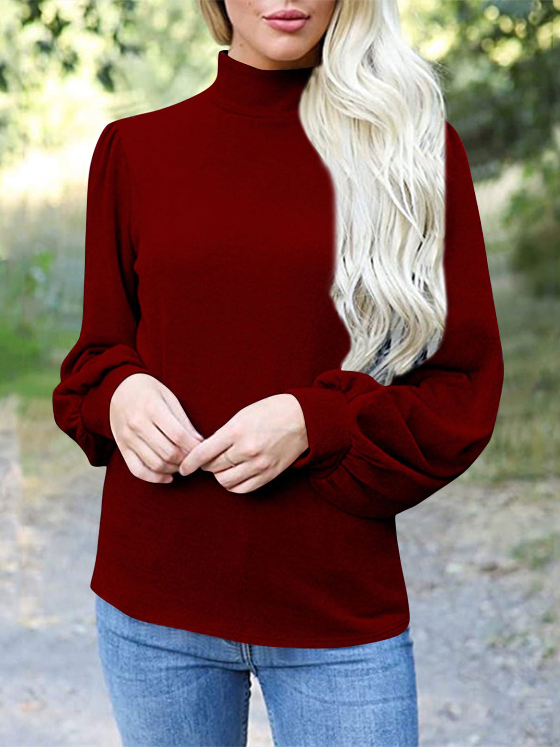 Hannah Long Sleeve Mock Neck Top