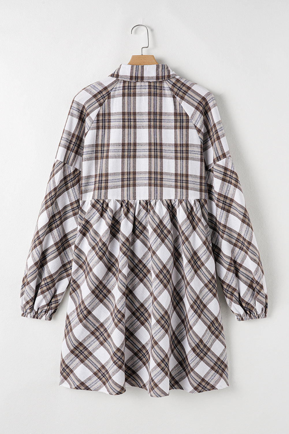 Jessica Plaid Balloon Sleeve Mini Shirt Dress