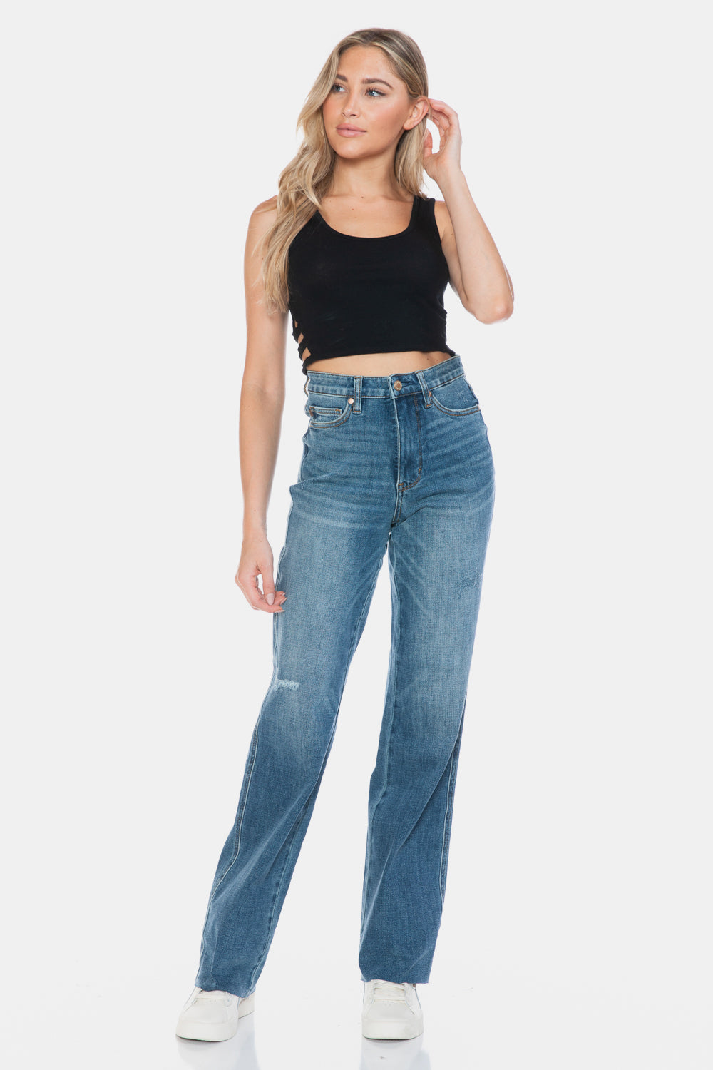 Mandy Raw Hem Straight Leg Jeans