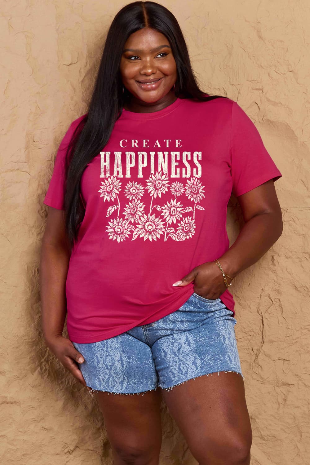 "Create Happiness" Graphic Top